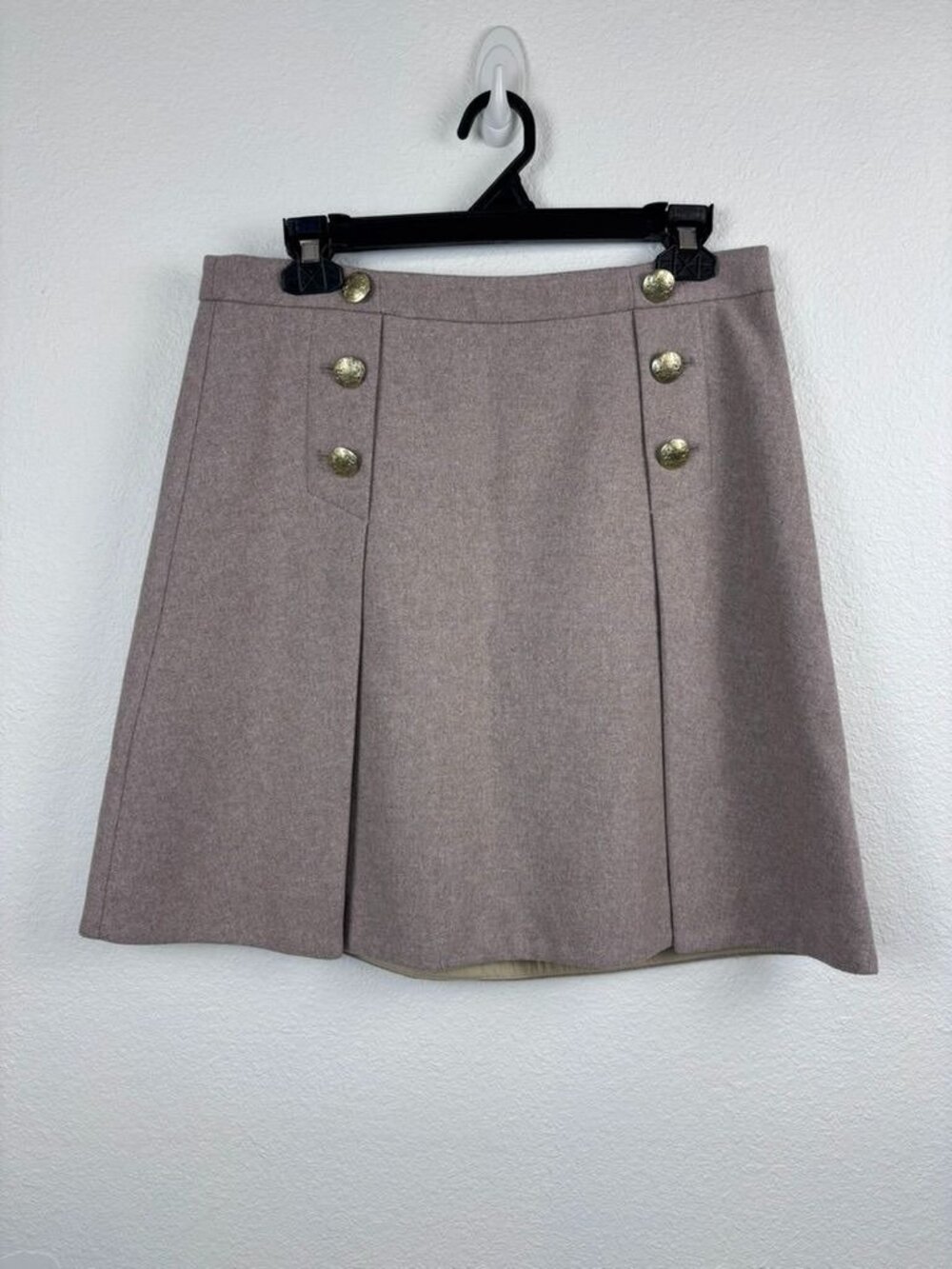 J. Crew women's 10 camel tan wool blend The‎ pencil skirt mini skirt pleated